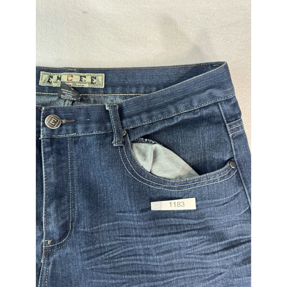EMCEE Denim Division Jeans Mens 38x32 Blue Straight Leg Distressed Denim